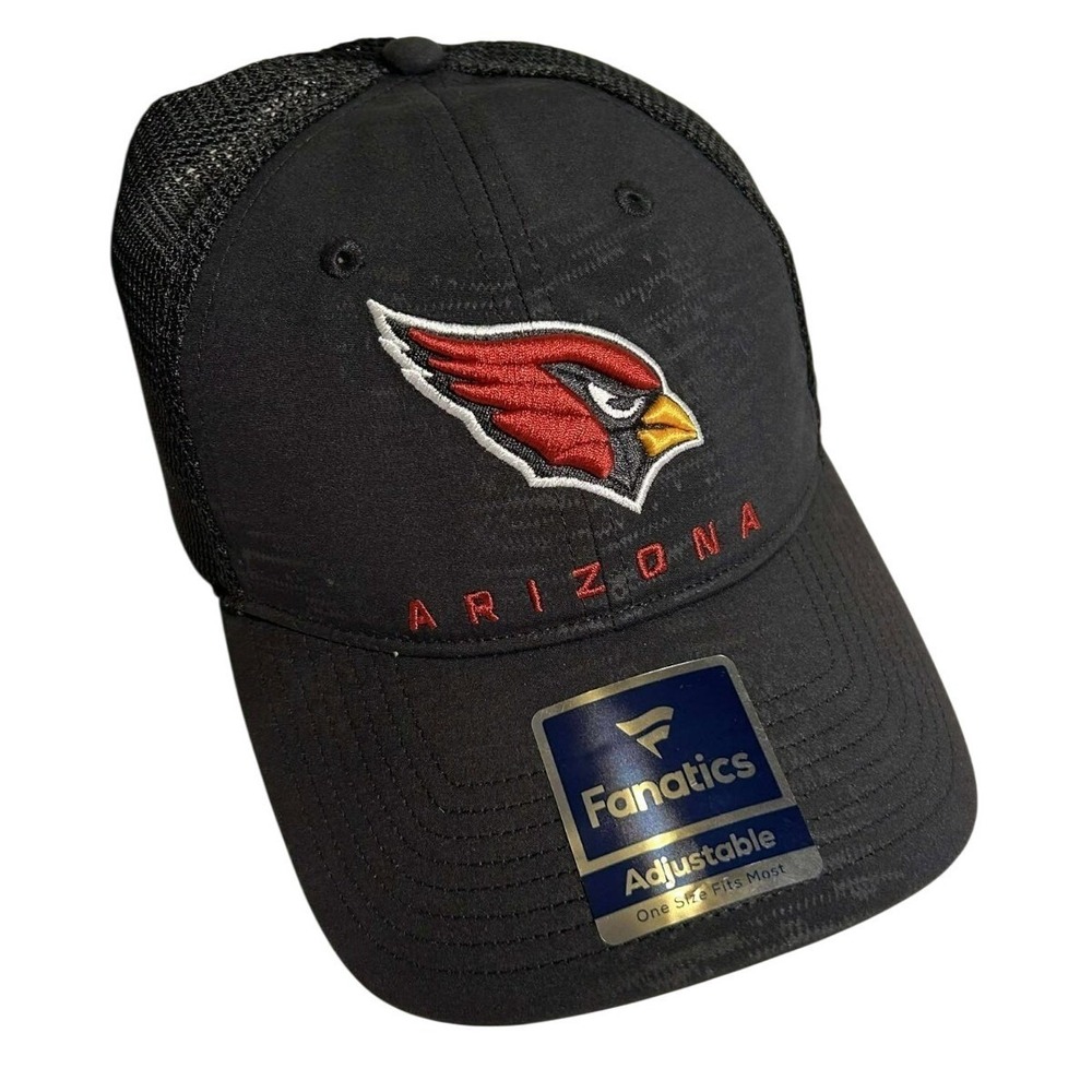 Arizona Cardinals NFL Fanatics Black Trucker Hat Adjustable Snapback Cap Mesh